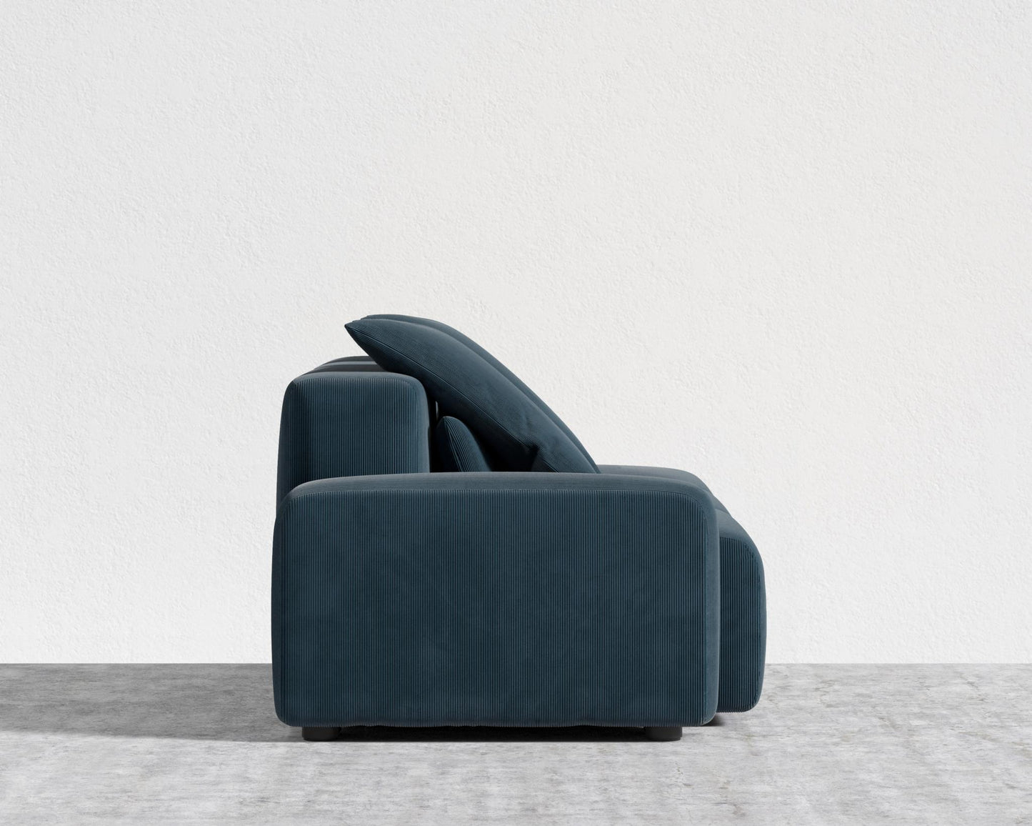 Kaye Open End Sofa L - Large, Corduroy Velvet - Cadet Blue