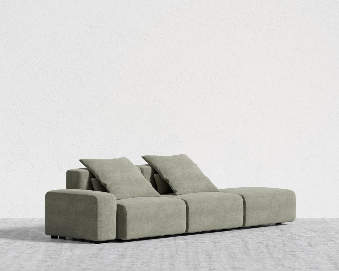 Kaye Open End Sofa L - Large, Essential Cloud Weave - Eucalyptus