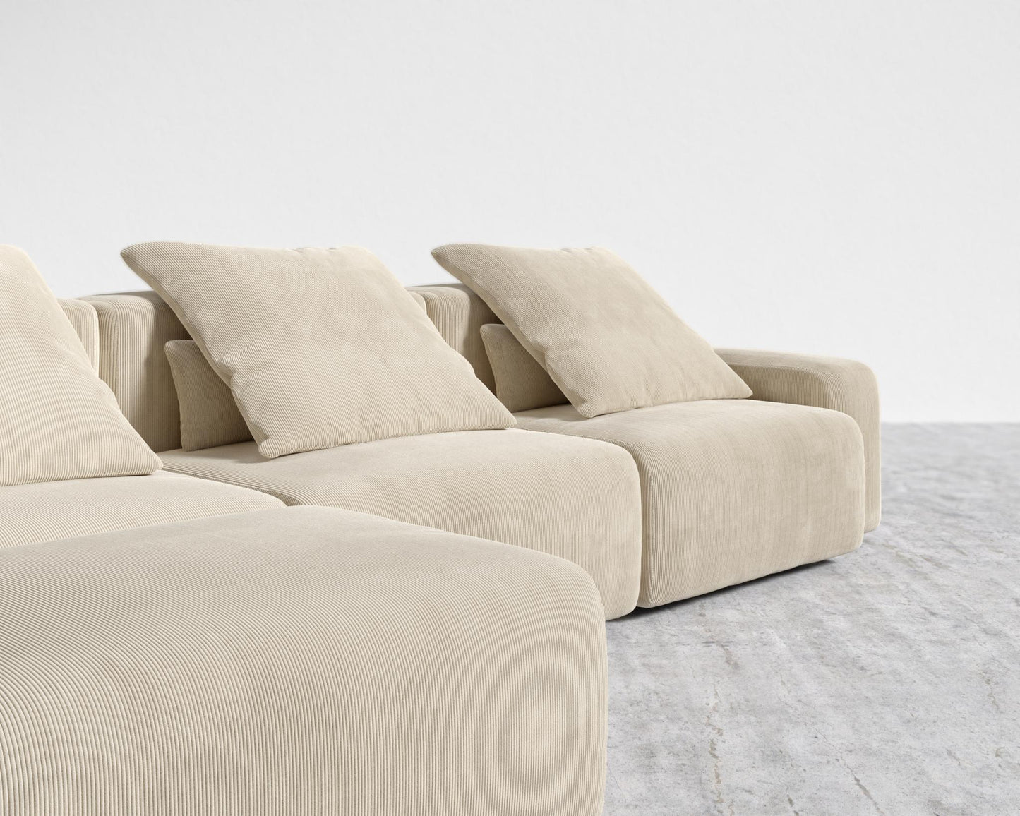 Kaye Sectional Sofa L - Large, Corduroy Velvet - Silkstone