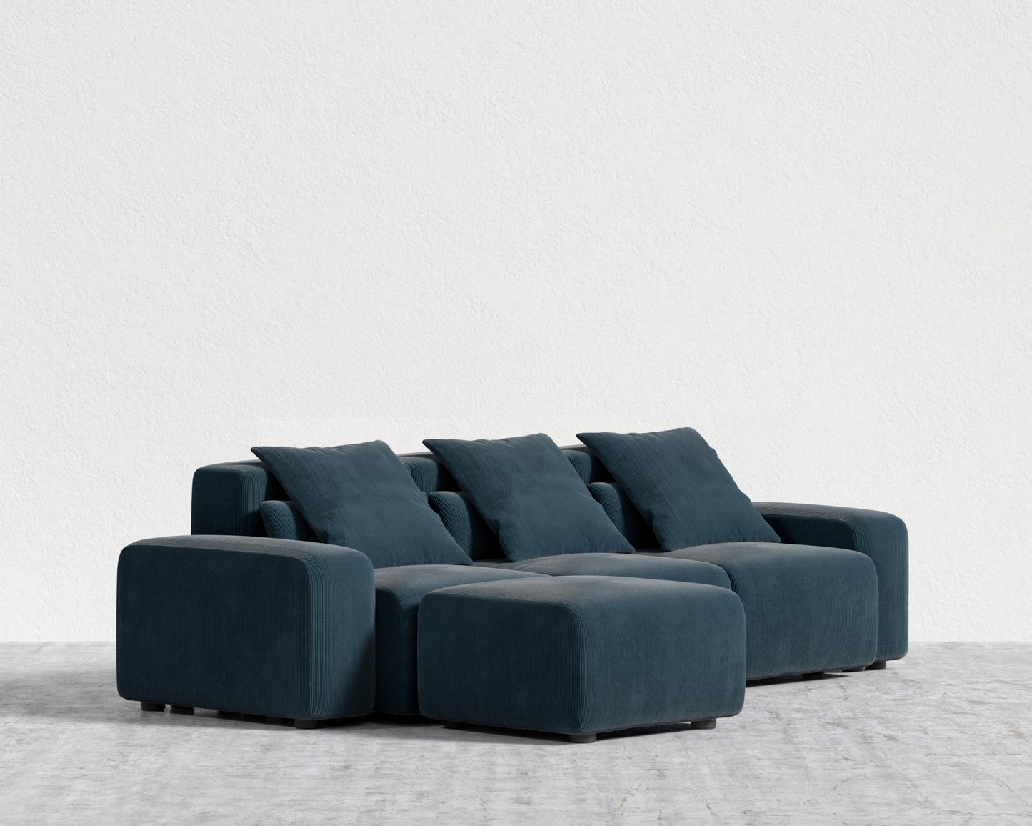 Kaye Sectional Sofa S - Standard, Corduroy Velvet - Cadet Blue