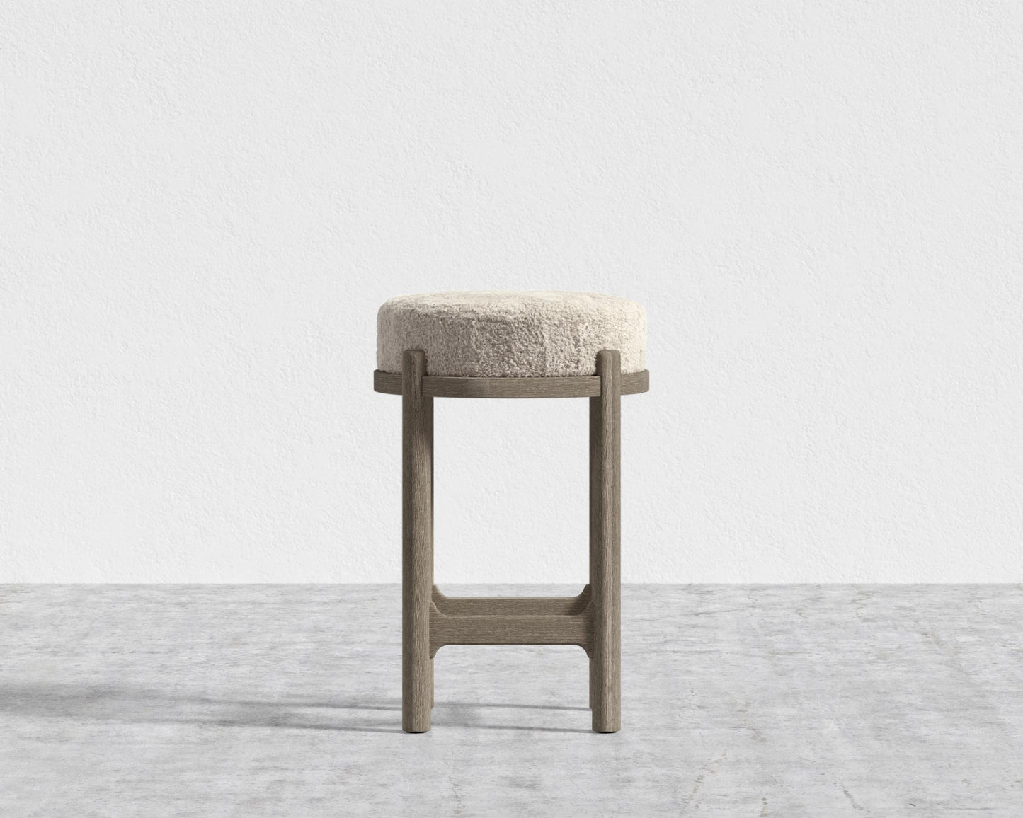 Lana Counter Stool - Grey Oak, Shearling - Almond