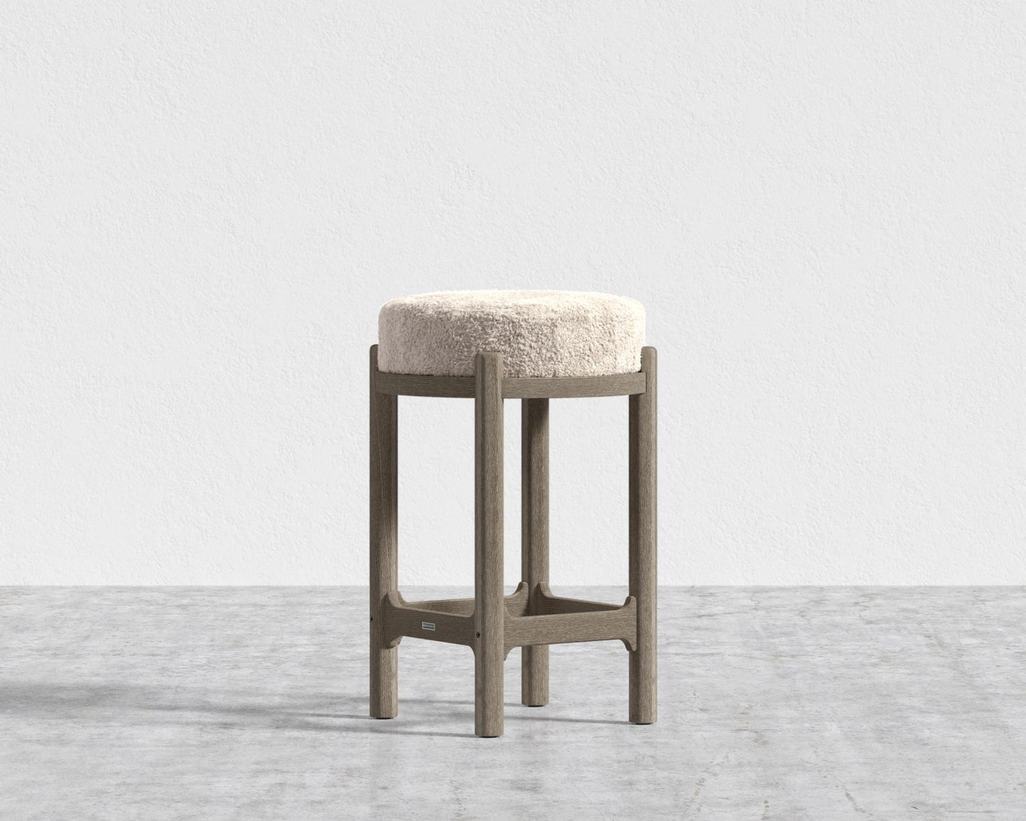 Lana Counter Stool - Grey Oak, Shearling - Almond