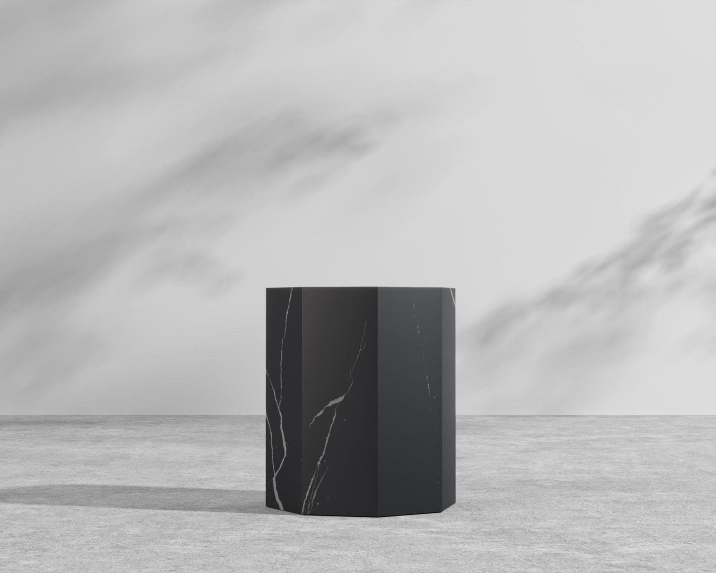 Leia Side Table - 15" x 15", Black Pietra Ceramic