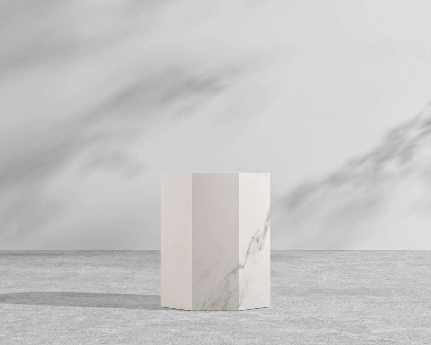 Leia Side Table - 15" x 15", White Calacatta Ceramic