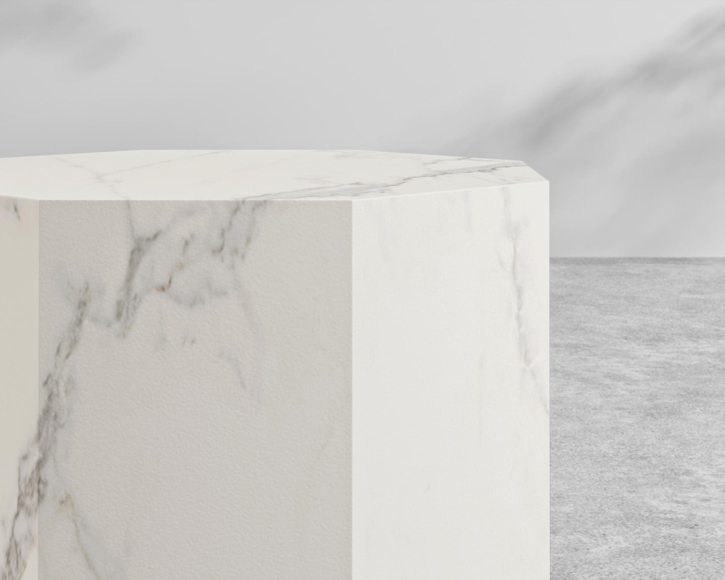 Leia Side Table - 15" x 15", White Calacatta Ceramic