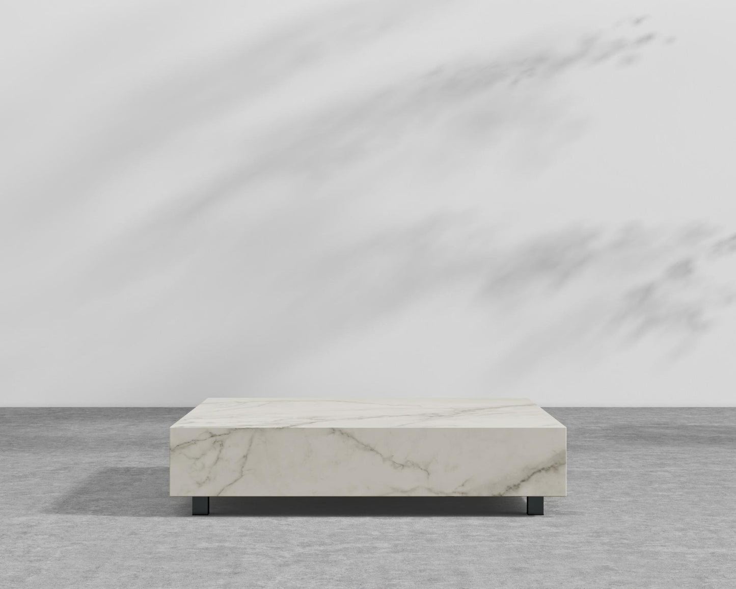 Liza Coffee Table - Black - Liza Outdoor, 40" x 40" | 102 x 102cm, White Calacatta Ceramic