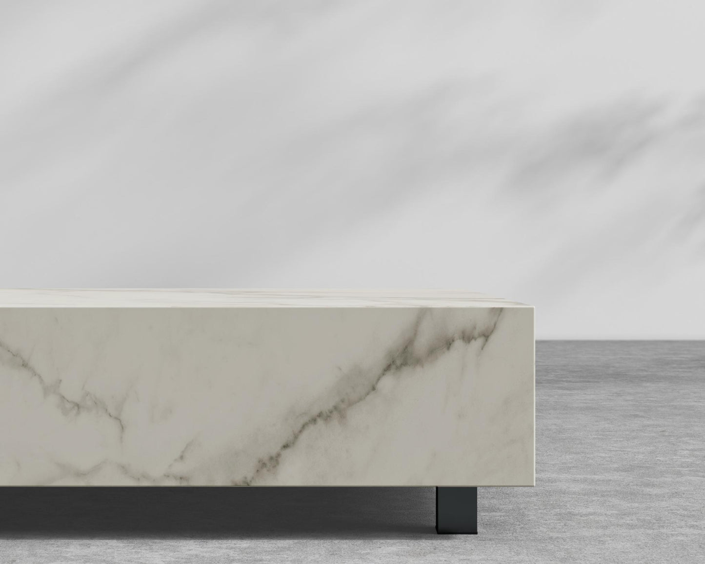 Liza Coffee Table - Black - Liza Outdoor, 40" x 40" | 102 x 102cm, White Calacatta Ceramic
