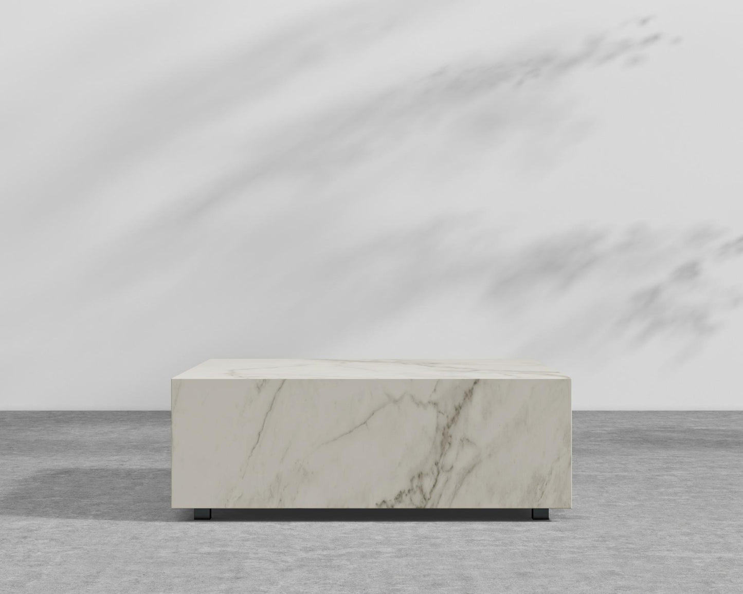 Liza Coffee Table Grande - Black - Liza Outdoor, 40" x 40" | 102 x 102cm, White Calacatta Ceramic