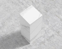 Liza Pedestal - Ceramic - Large, White Calacatta Ceramic