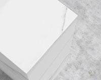 Liza Pedestal - Ceramic - Large, White Calacatta Ceramic
