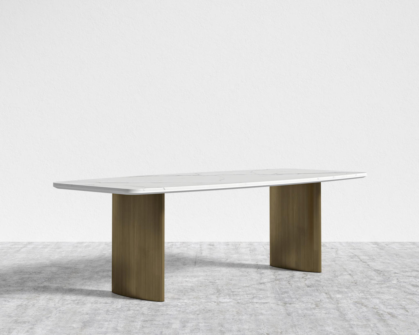 Solana Dining Table - 71" | 180cm, White Calacatta Ceramic, Antique Brushed Brass - Solana