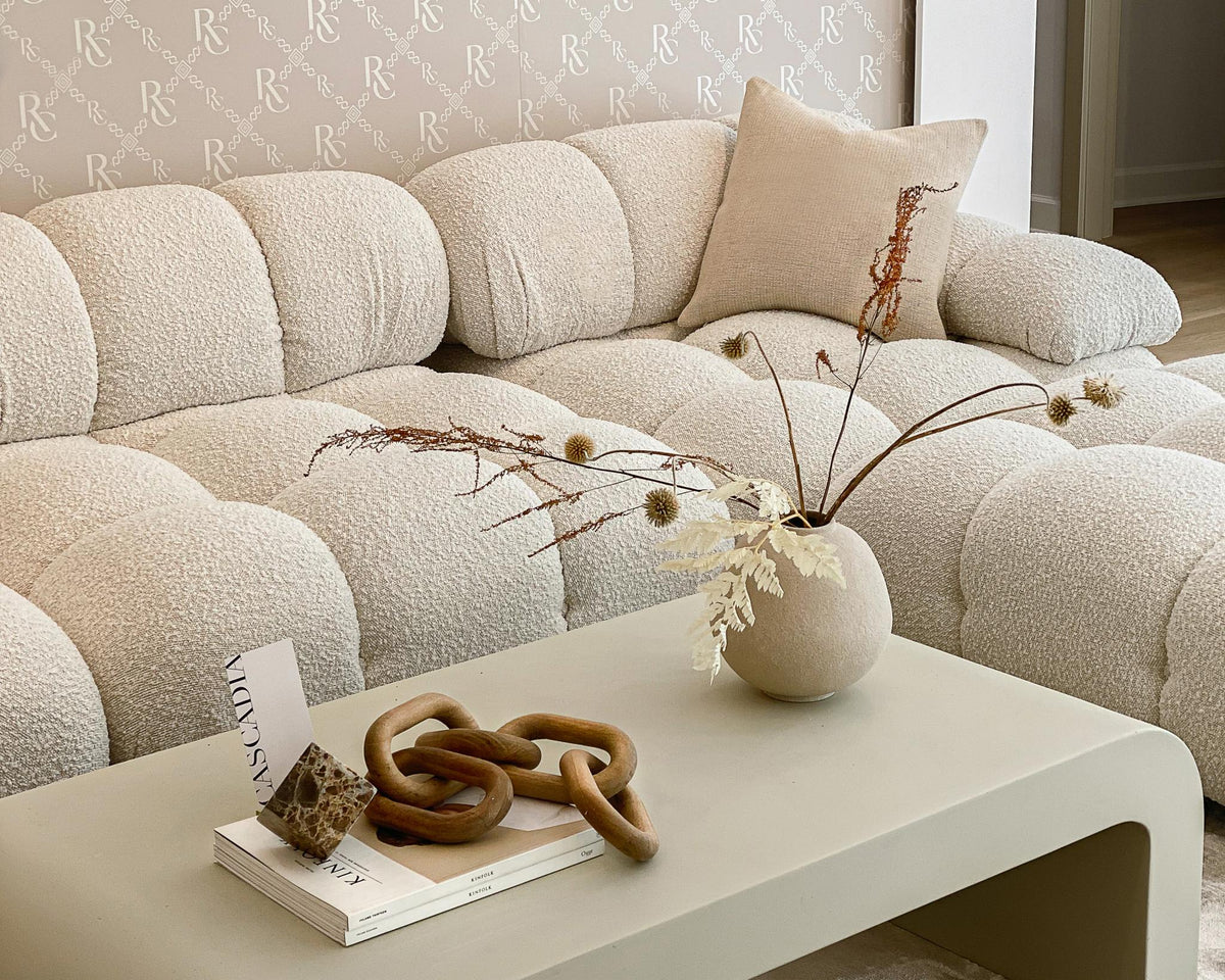 Belia Sectional Scene in Pearl - Showroom
